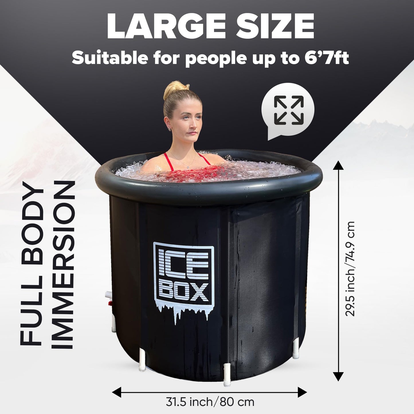 IceBox - Ice Bath Tub Outdoor with Lid: 320L Cold Water Therapy Tub for Recovery and Cold Plunge, 4 Layers Portable Pool