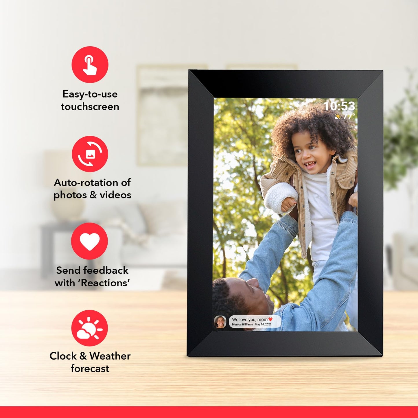 FRAMEO 10.1 Inch Smart WiFi Digital Photo Frame 1280x800 IPS LCD Touch Screen, Auto-Rotate Portrait and Landscape, Built in 32GB Memory, Share Moments Instantly via Frameo App from Anywhere