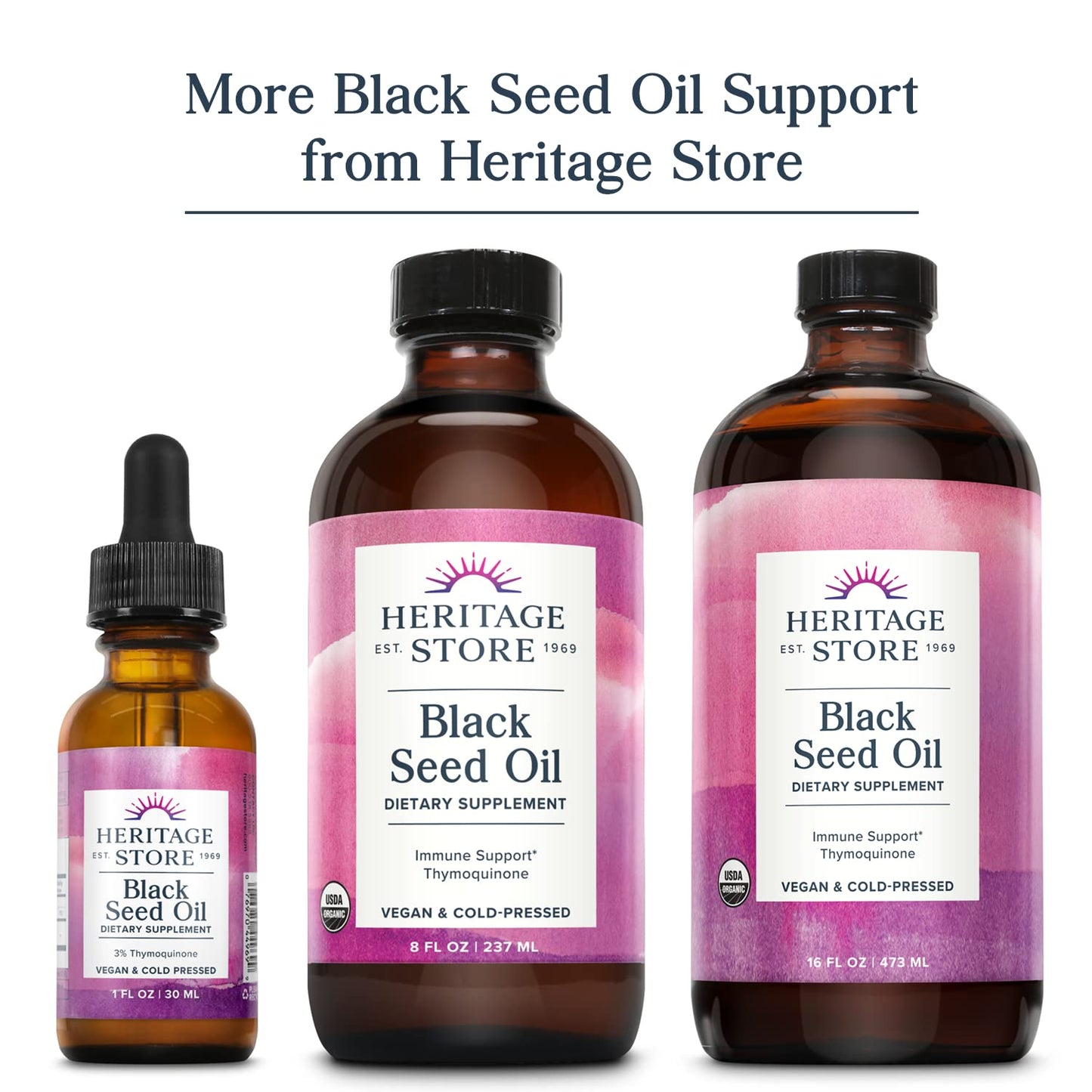 HERITAGE STORE Black Seed Oil Liquid Capsules 650mg, Nigella Sativa Oil Supplement with Thymoquinone, Omega 3 6 9, Antioxidant, Cholesterol, Digestive, Joint & Immune Support*, Vegan, 45 Serv, 90ct