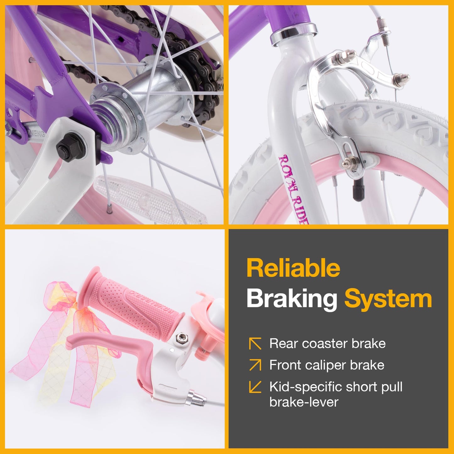 Royalbaby Stargirl Kids Girls Bike Bicycle with Basket Training Wheels 14 Inch Purple