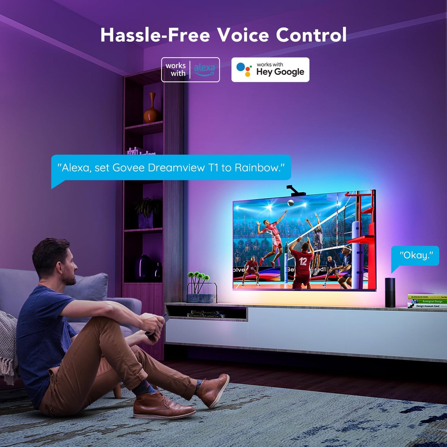 Govee Envisual TV LED Backlight with Camera, RGBIC Wi-Fi TV Backlights for 55-65 inch TVs, Works with Alexa & Google Assistant, App Control, Music Sync Lights, H6199