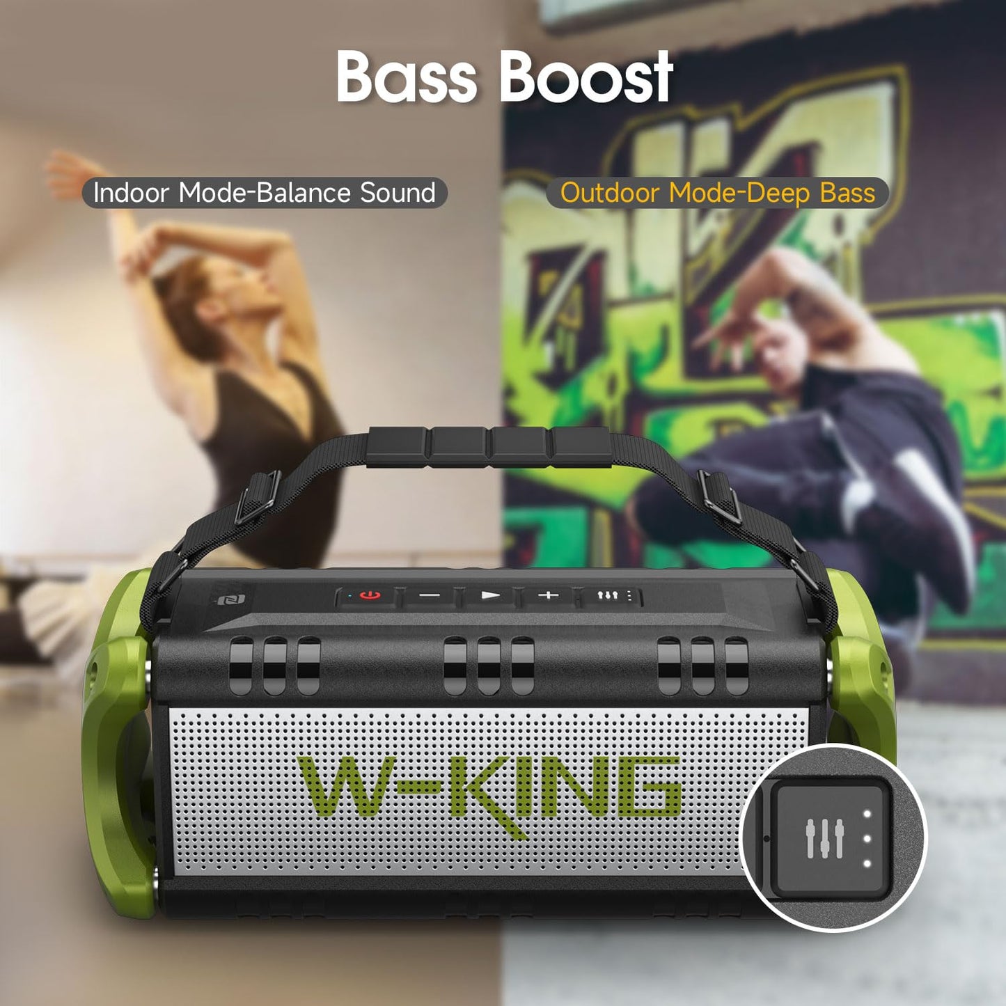 W-KING Bluetooth Speaker, 50W Portable Speakers Bluetooth Wireless Loud, IPX6 Waterproof Outdoor Large Bluetooth Speaker Subwoofer/Bass Boost/DSP/40H Playtime/Stereo Pairing/Power Bank/TF/Hands-Free