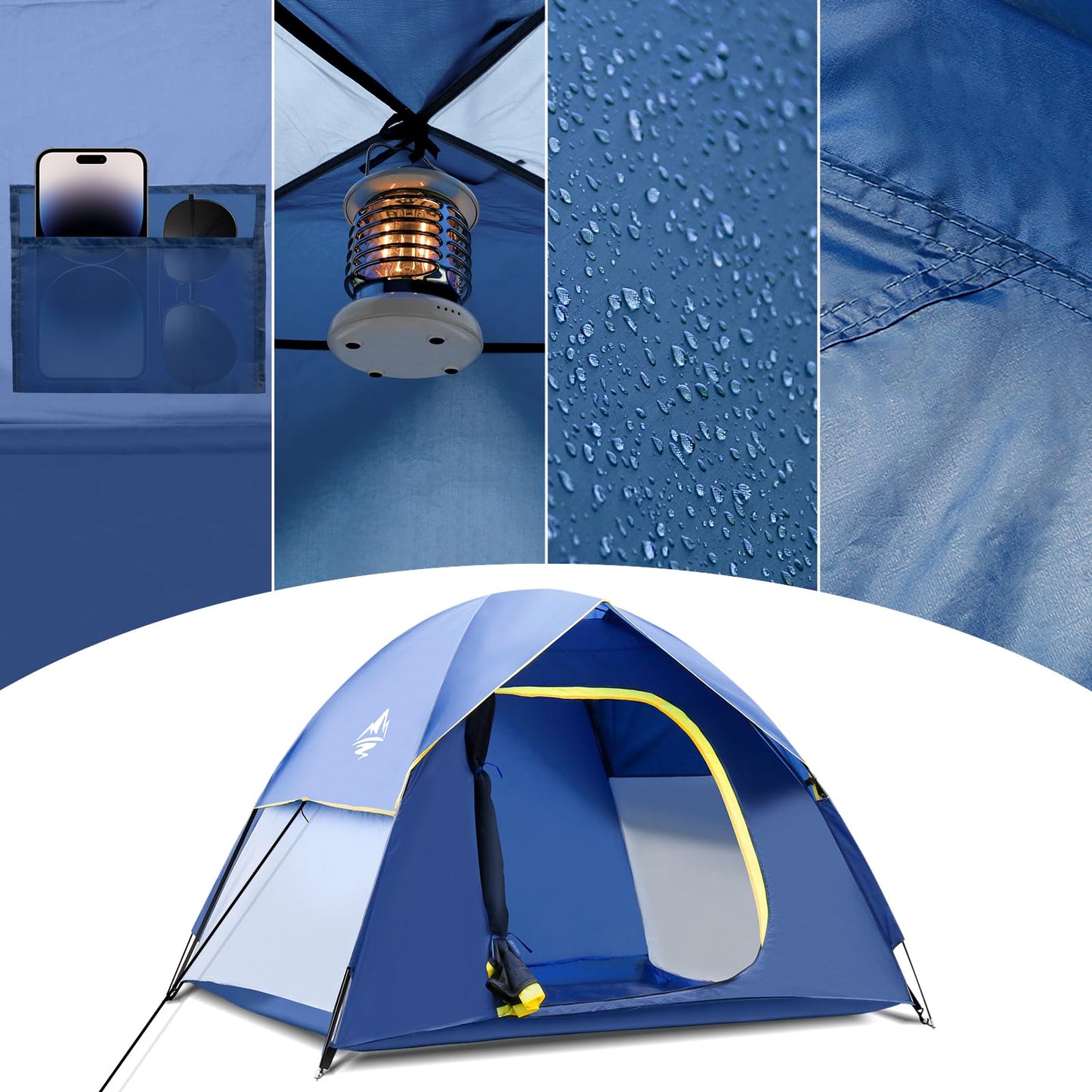 GLADTOP Camping Tent 1/2/3 Person Tent with Removable Rainfly and Carry Bag, Easy Set Up Portable Tent, Lightweight Outdoor Tent for Backpacking, Hiking