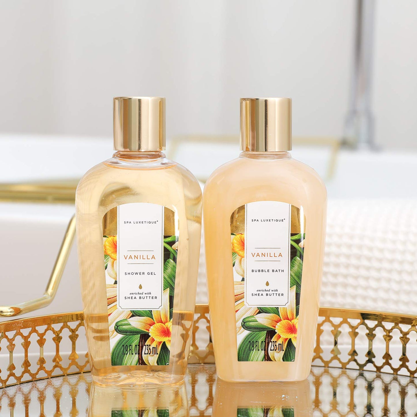 Bath Sets for Women Gift - Spa Luxetique Bath Kit Gift Set, 8 Pcs Vanilla Bubble Bath Set Includes Shower Gel, Body Lotion, Spa Gift Baskets for Women, Christmas Bath and Body Gift Sets for Women