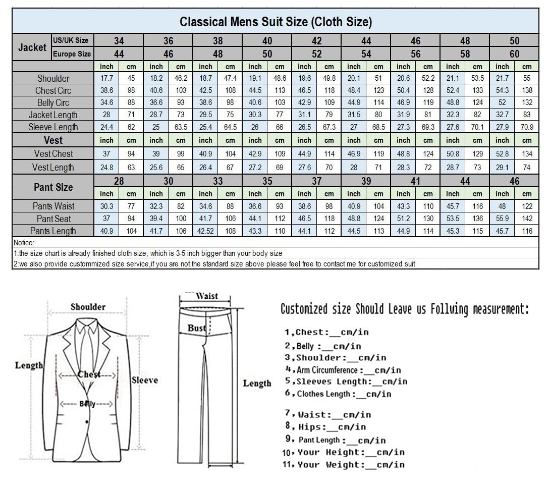 Men's Suits Slim Fit 3 Pieces Notch Lapel Formal Groomsmen Tuxedos for Wedding (Blazer+Vest+Pant)(Blue,42)