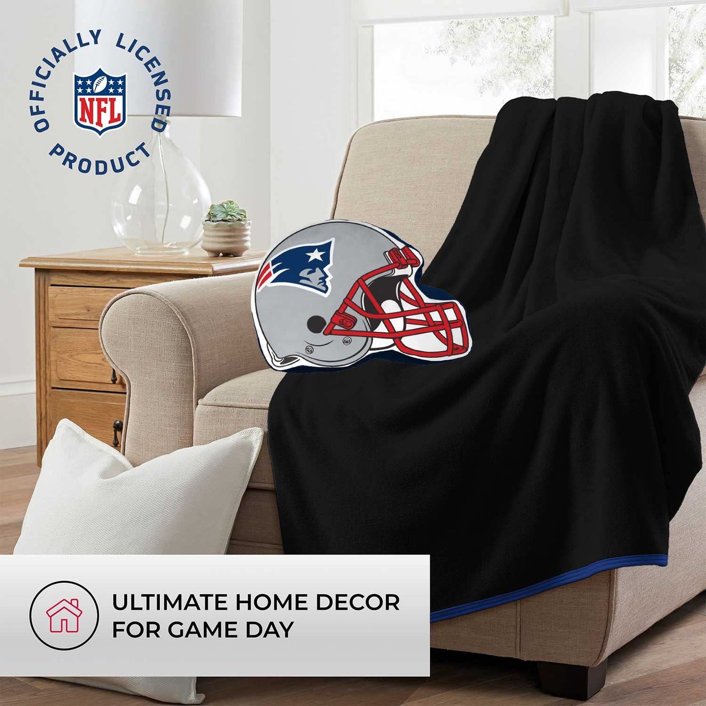Northwest NFL Helmet Football Super Soft Plush Pillow - 16" - Decorative Pillows for Sofa or Bedroom - Perfect for Game Day (New England Patriots - Blue)