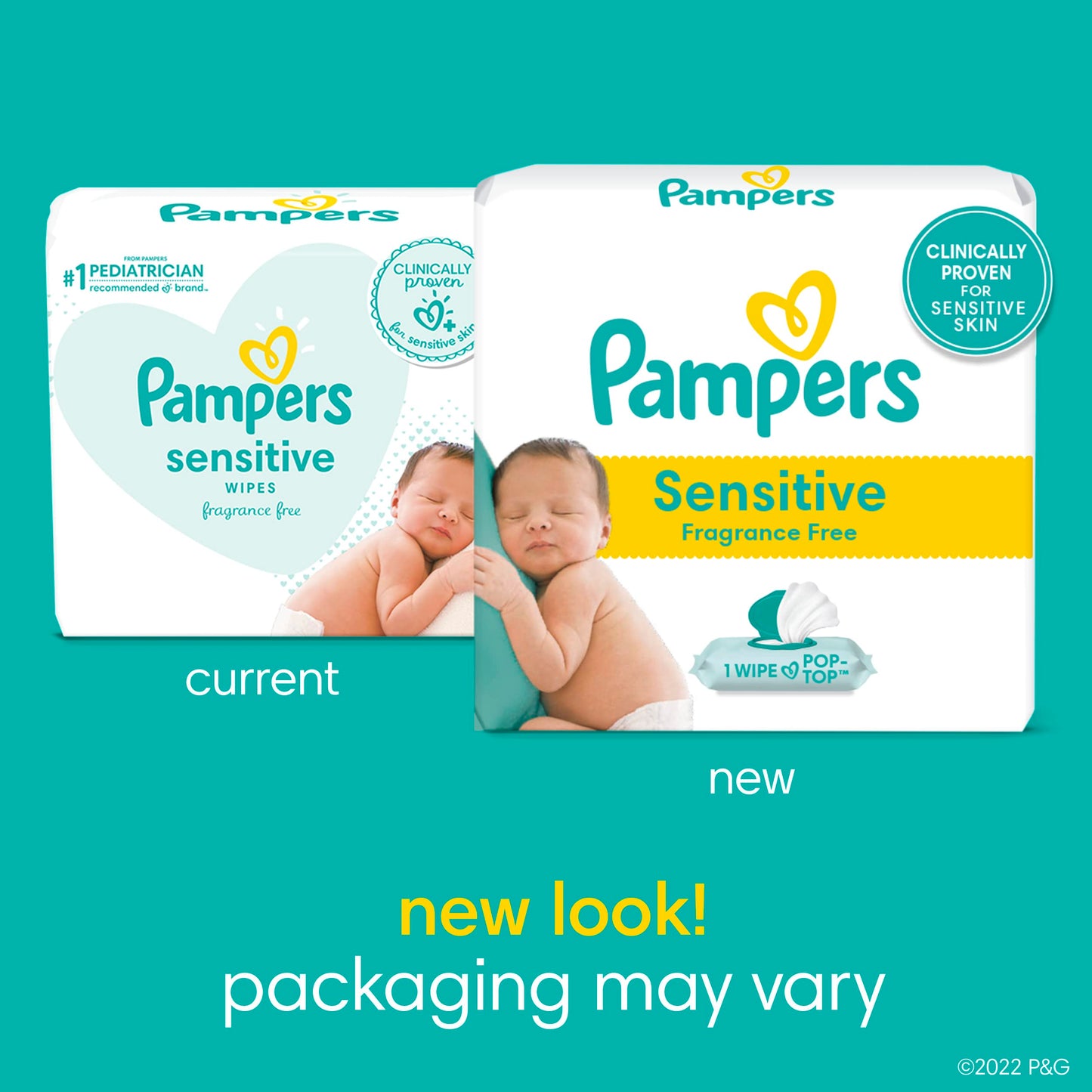 Pampers Sensitive Baby Wipes - 336 Count, Water Based, Hypoallergenic and Unscented (Packaging May Vary)