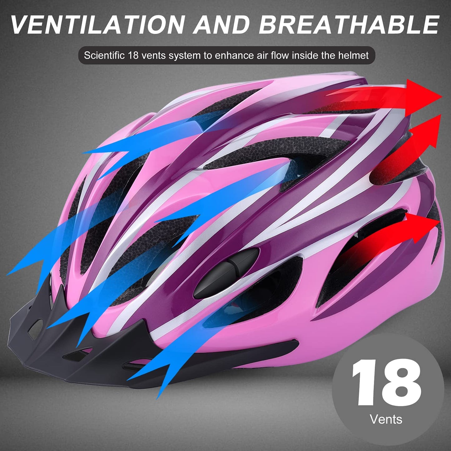 Zacro Adult Bike Helmet Lightweight - Bike Helmet for Men Women Comfort with Pads&Visor, Certified Bicycle Helmet for Adults Youth Mountain Road Biker (Pink Plus Purple, Universal Adult(54-62 cm))