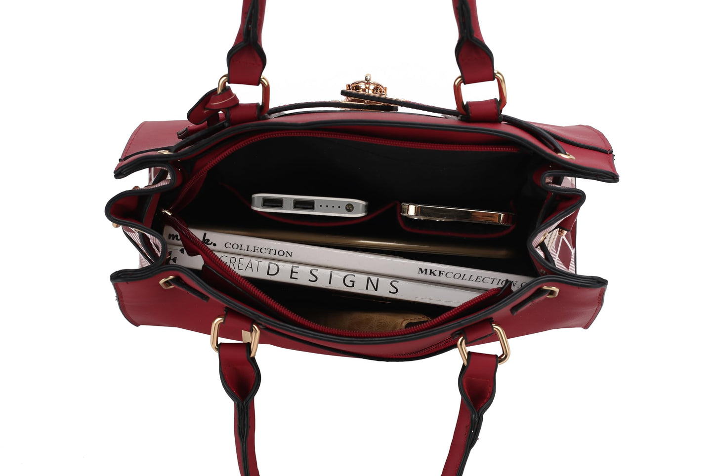 MKF Collection Satchel Bag & Wristlet Wallet Purse Set for Women, Top-Handle Crossbody Shoulder Handbag Purse