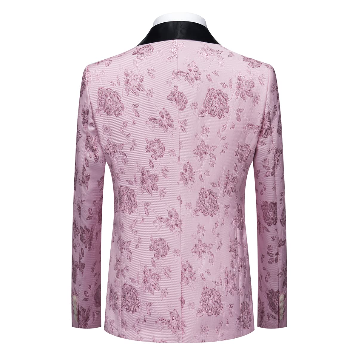 Tuxedo Suits for Men 3 Piece Regular Fit Suit Floral Pattern Blazer Jacket Waistcoat Pants Men Suit Set for Wedding Baby Pink