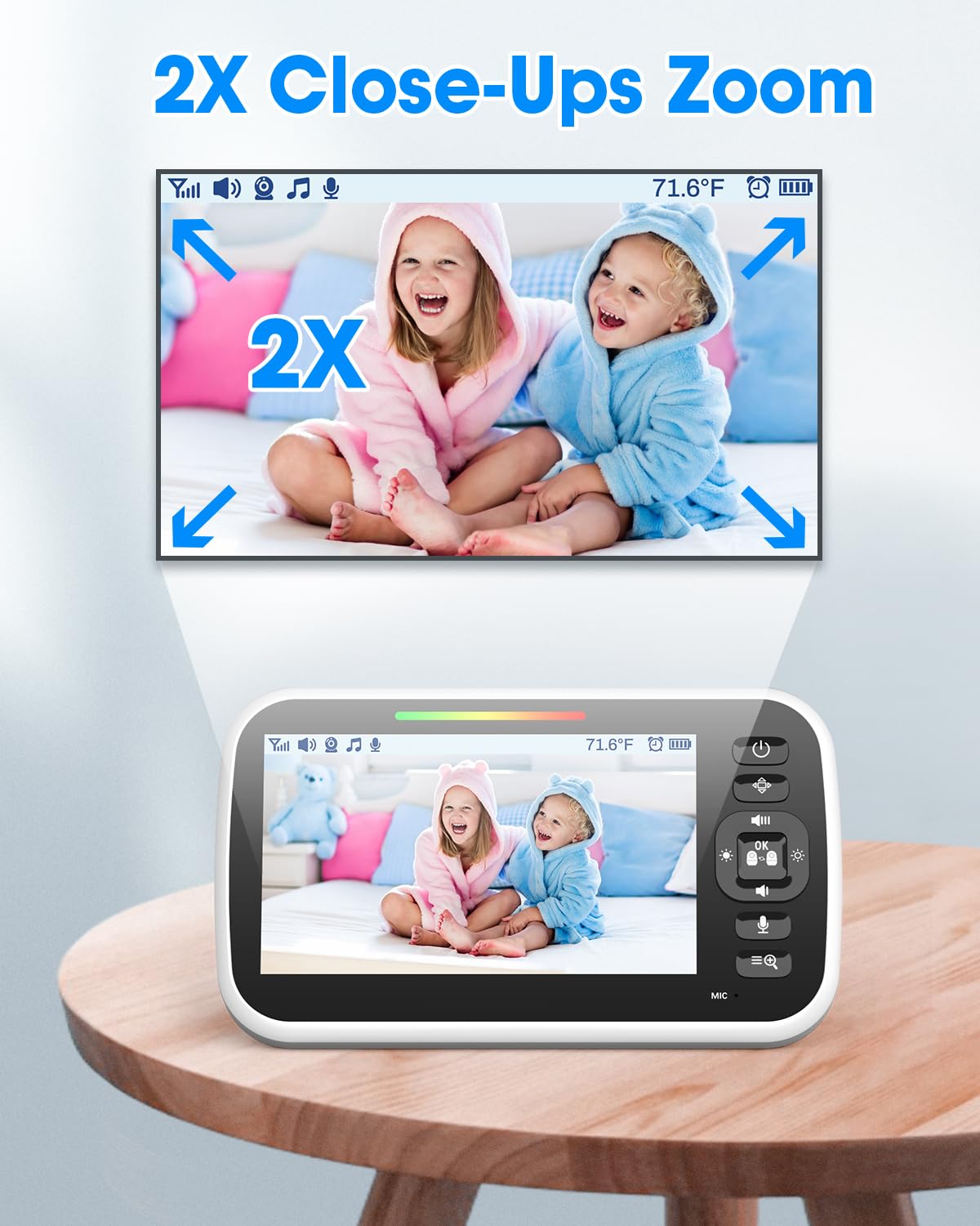 Baby Monitor with Camera and Audio - 5” Display Video Baby Monitor with 29 Hour Battery Life, Remote Pan & Tilt, 2X Zoom,Auto Night Vision, 2 Way Talk, Temperature Sensor,Lullabies,960 Feet Range