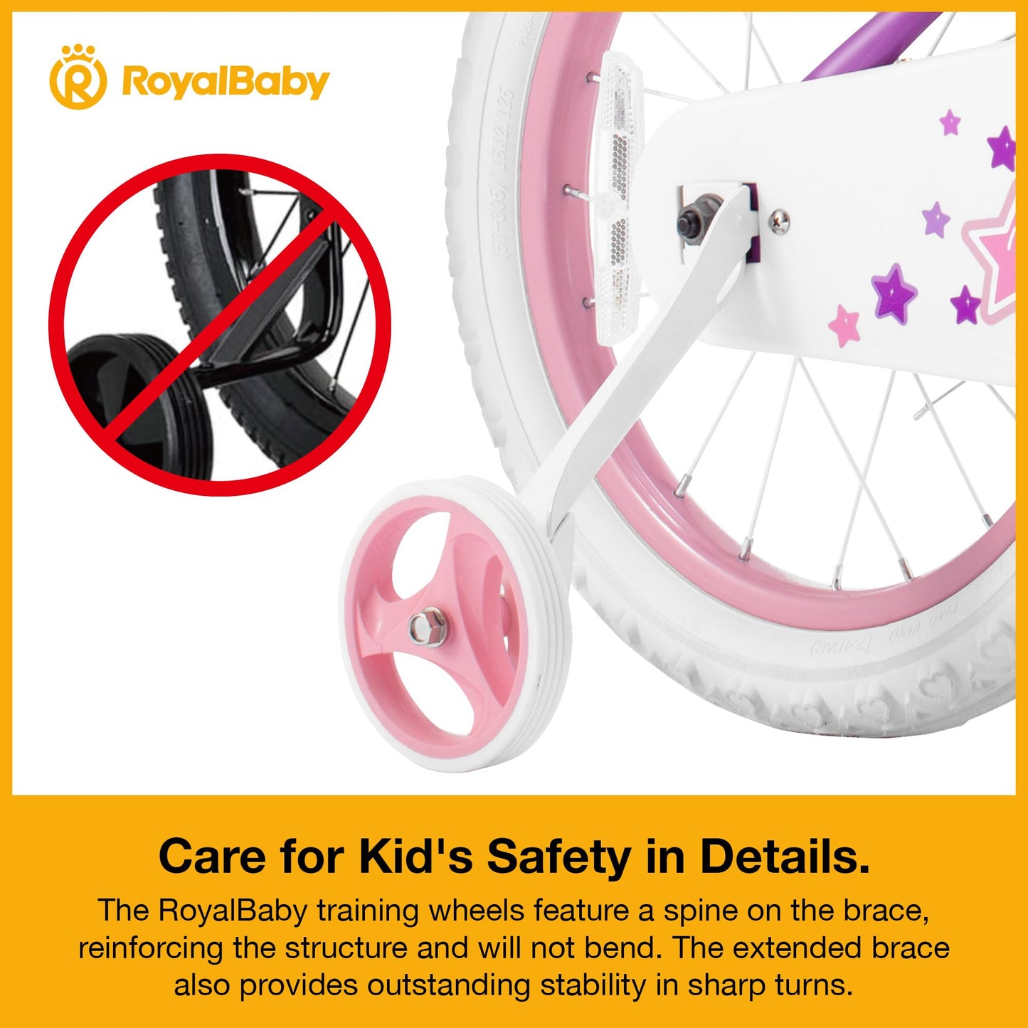 Royalbaby Stargirl Kids Girls Bike Bicycle with Basket Training Wheels 14 Inch Purple