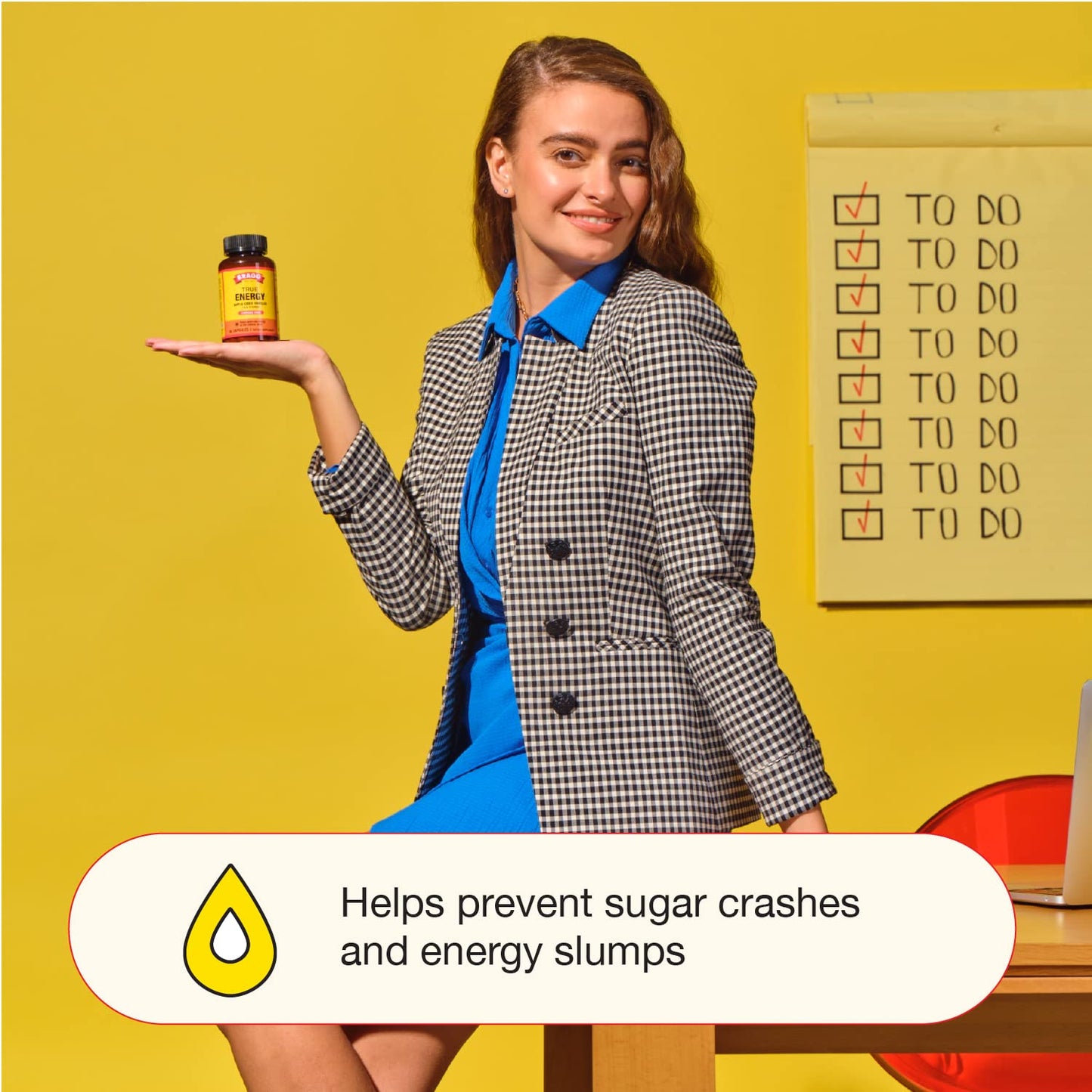 Bragg Apple Cider Vinegar True Energy Capsules – 6 B Vitamins – Caffeine Free - 750mg of Acetic Acid – Weight Management - Non-GMO, Vegan, Gluten Free, No Sugar - (90 Pills)… (1)