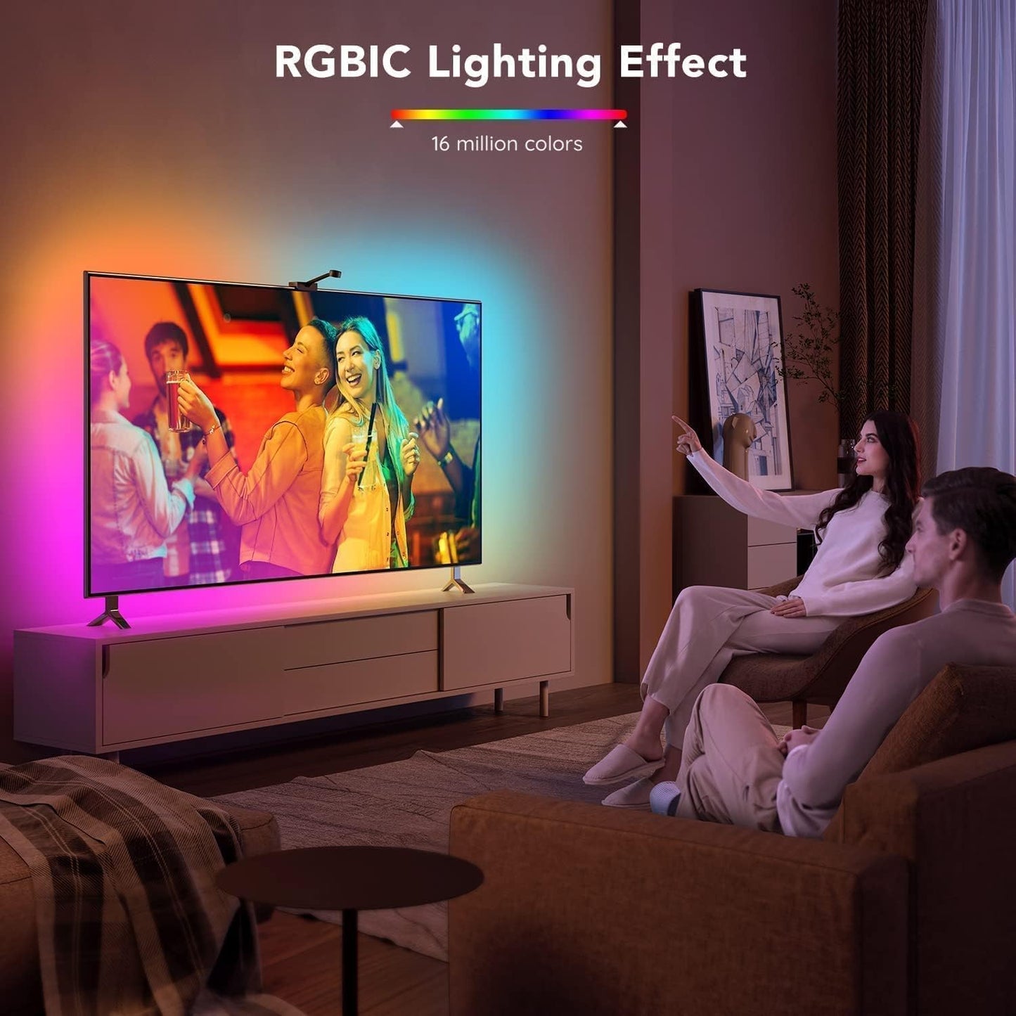 Govee Envisual TV LED Backlight with Camera, RGBIC Wi-Fi TV Backlights for 55-65 inch TVs, Works with Alexa & Google Assistant, App Control, Music Sync Lights, H6199