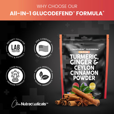 3in1 Turmeric Curcumin Ginger Root & Ceylon Cinnamon Powder Supplement Made in USA - Turmeric Powder for Health, Cooking, Baking - Premium Quality Ginger Powder - Alternative to Pills Capsules Tablets