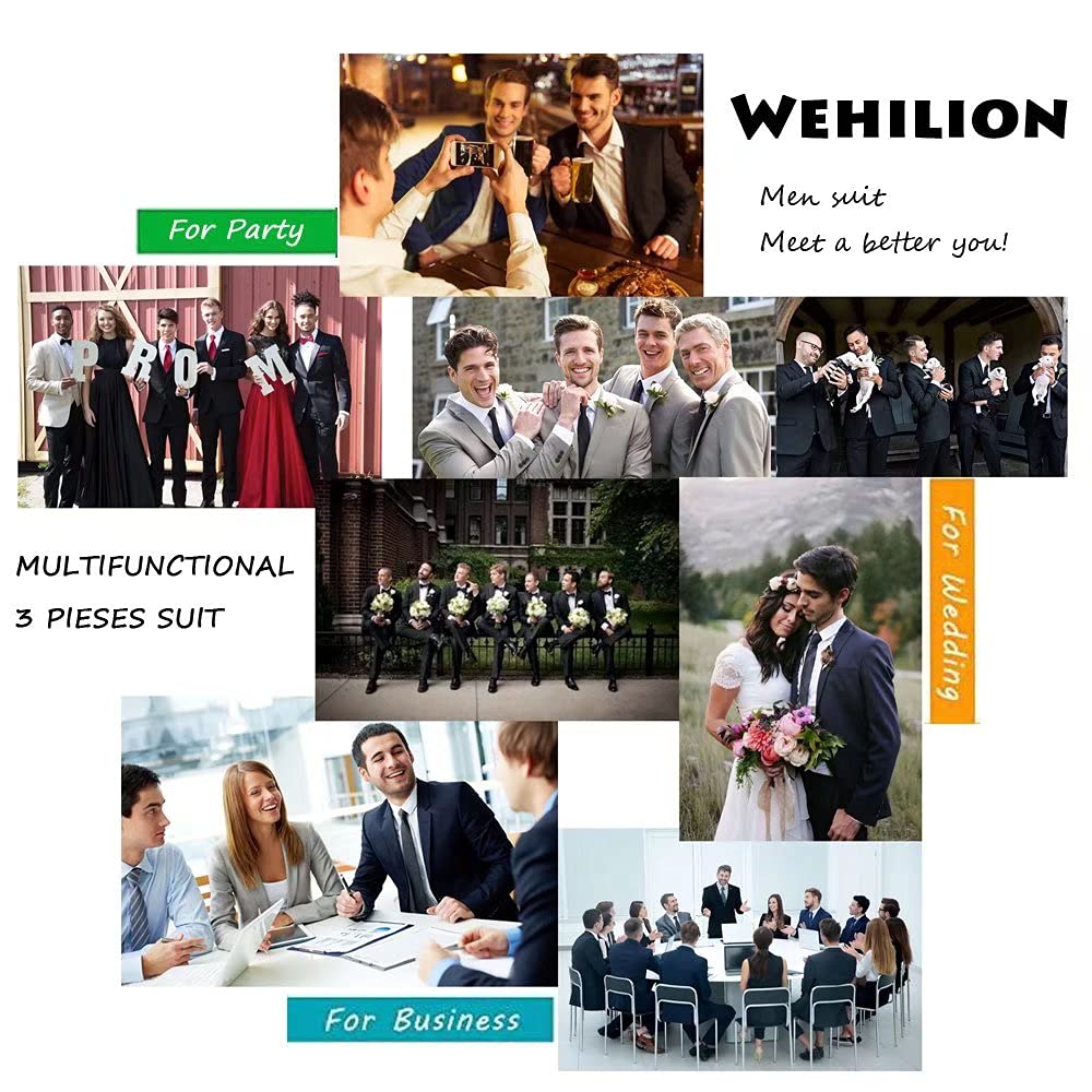 High-End Suits Men Suit 3 Pieces Slim Fit, Navy Blue Groomsmen Suit Business Suit for Men 2 Buttons Prom Tuxedo 3XL/4842