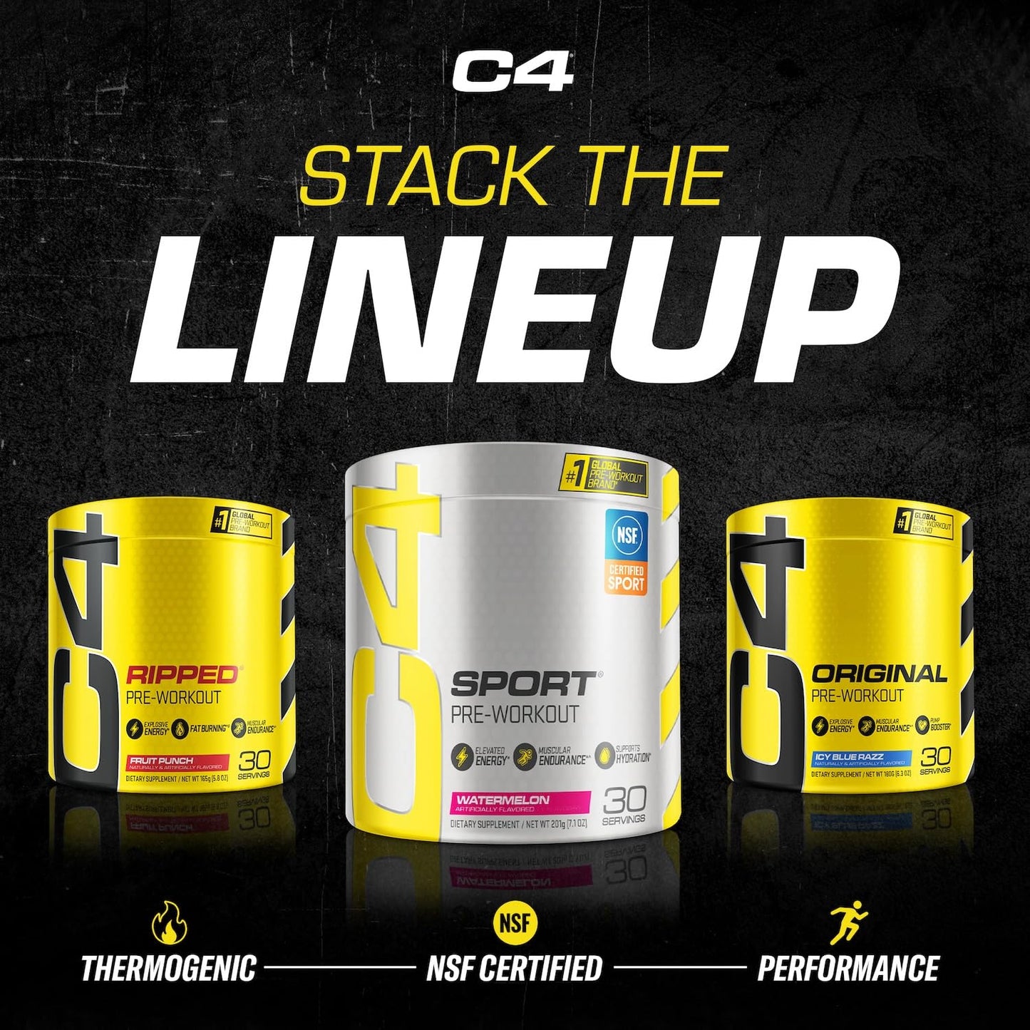 Cellucor C4 Sport Pre Workout Powder Watermelon - Pre Workout Energy with Creatine + 135mg Caffeine and Beta-Alanine Performance Blend - NSF Certified for Sport 30 Servings