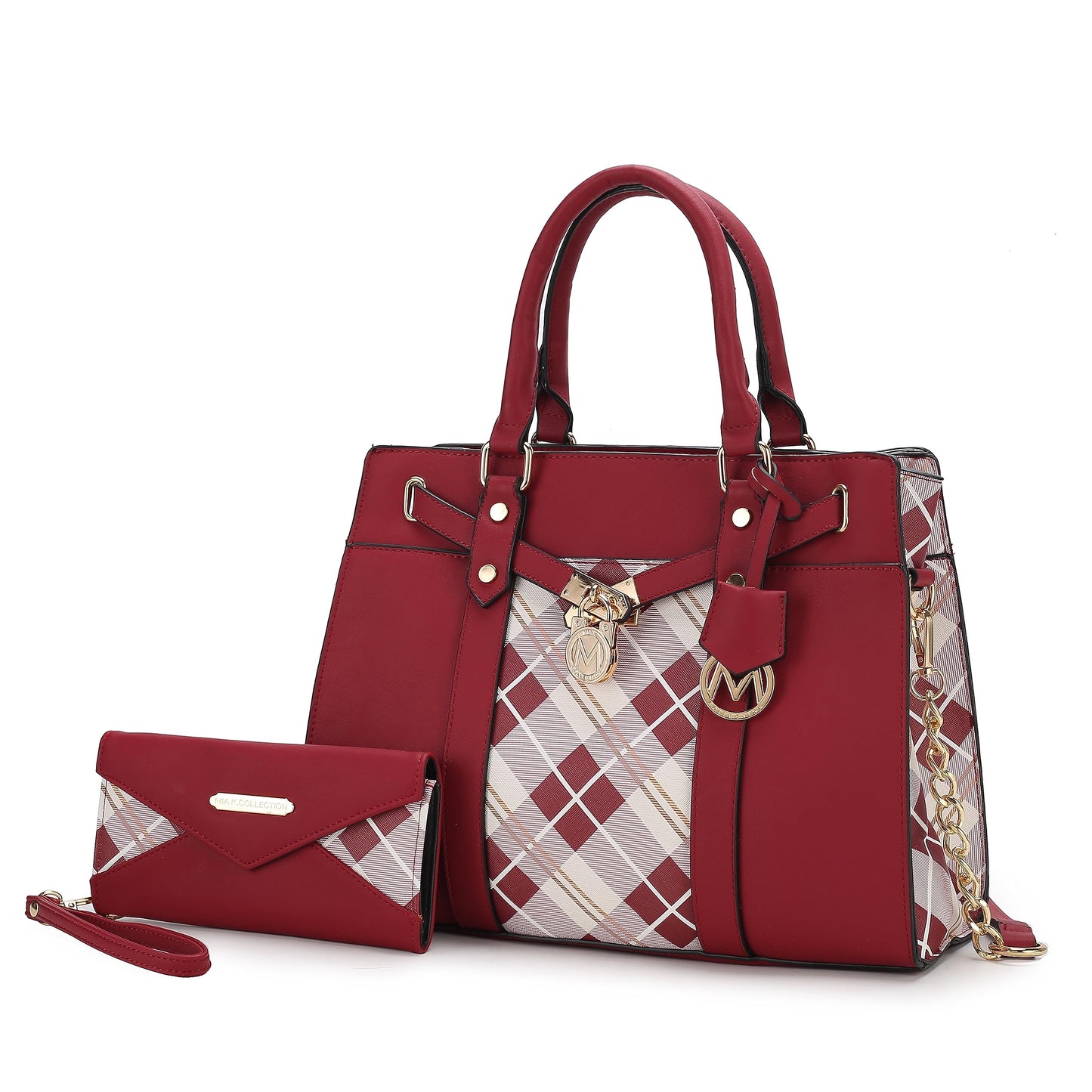 MKF Collection Satchel Bag & Wristlet Wallet Purse Set for Women, Top-Handle Crossbody Shoulder Handbag Purse