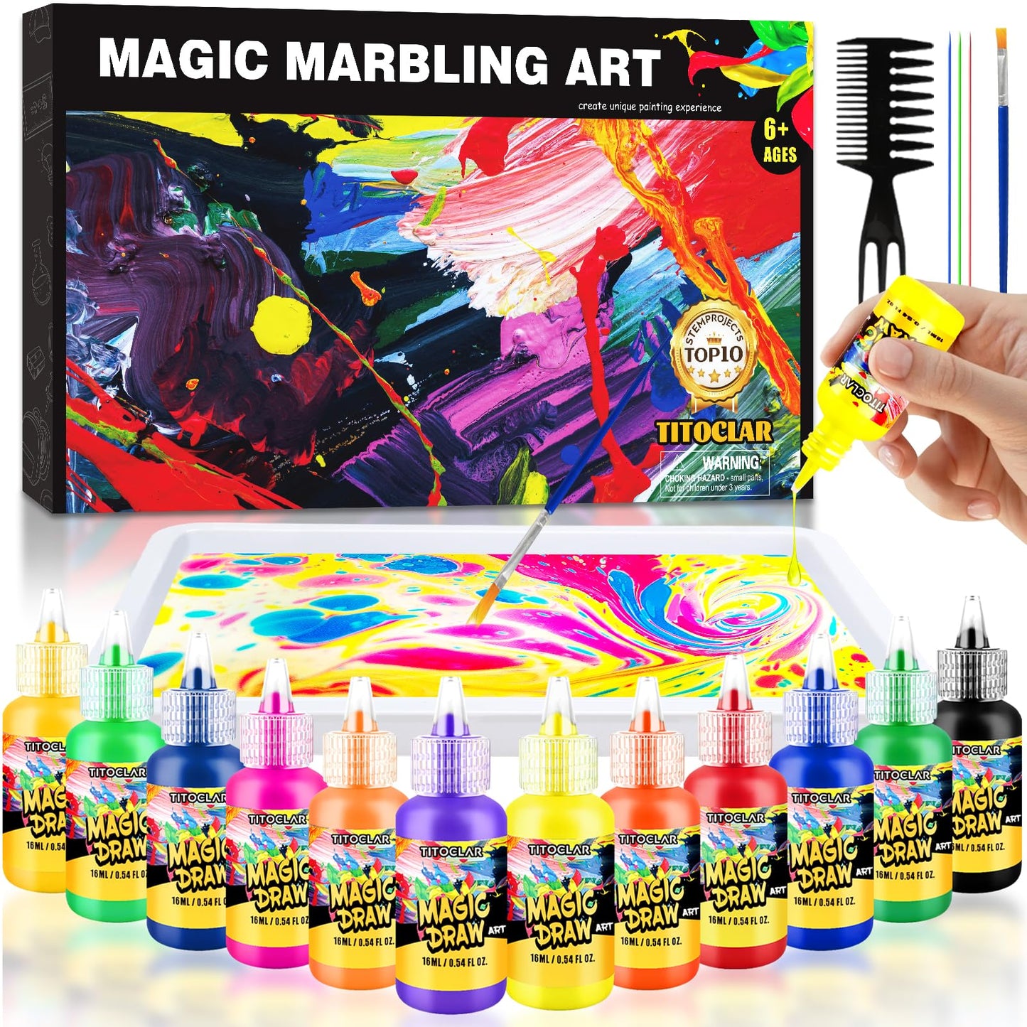 Arts & Crafts For Kids Ages 8-12 6-8,Water Marbling Paint Kit, Art Supplies for Kids,Toys For Girls Boys 4 5 6 7 8 9 10 11 12 Year Old