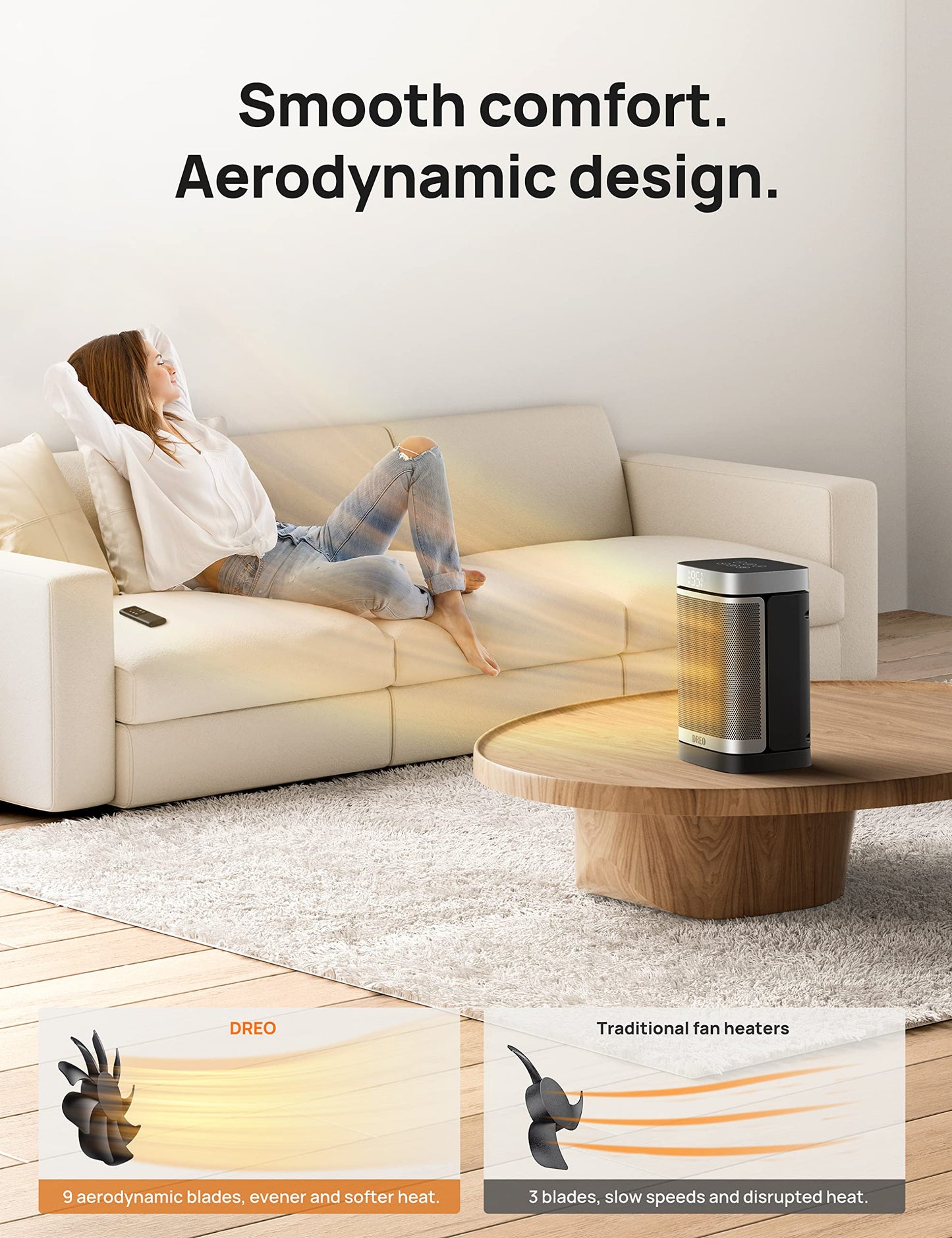 Dreo Space Heater Indoor, 1500W Portable Heaters with Remote, PTC Ceramic Electric Heater for Bedroom with Thermostat, 70°Oscillation, Safety Toasty Heater, 12h Timer, Room Heater for Home Office