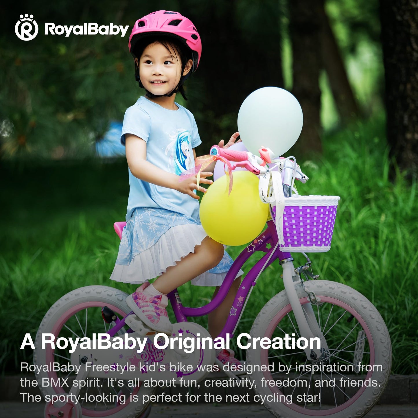 Royalbaby Stargirl Kids Girls Bike Bicycle with Basket Training Wheels 14 Inch Purple