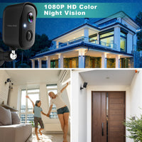 Security Cameras Wireless Outdoor, 1080P Battery Powered AI Motion Detection Spotlight Siren Alarm WiFi Surveillance Indoor Home Camera, Color Night Vision, 2-Way Talk, Waterproof, Cloud/SD Storage