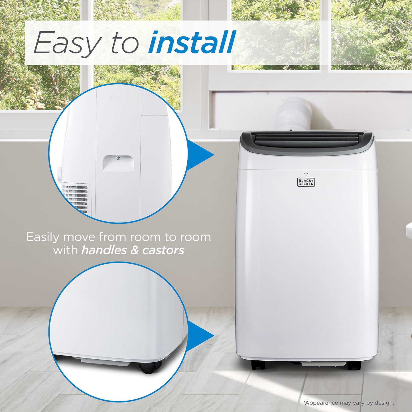 BLACK+DECKER 10,000 BTU Portable Air Conditioner up to 450 Sq. ft. with Remote Control, White