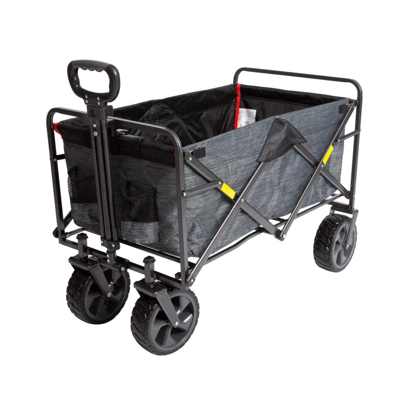 MacSports XL Heavy Duty Collapsible Outdoor Folding Camping Gear Grocery Cart Portable Lightweight Utility Adjustable Rolling Cart All Terrain Sports Beach Wagon with Cargo Net