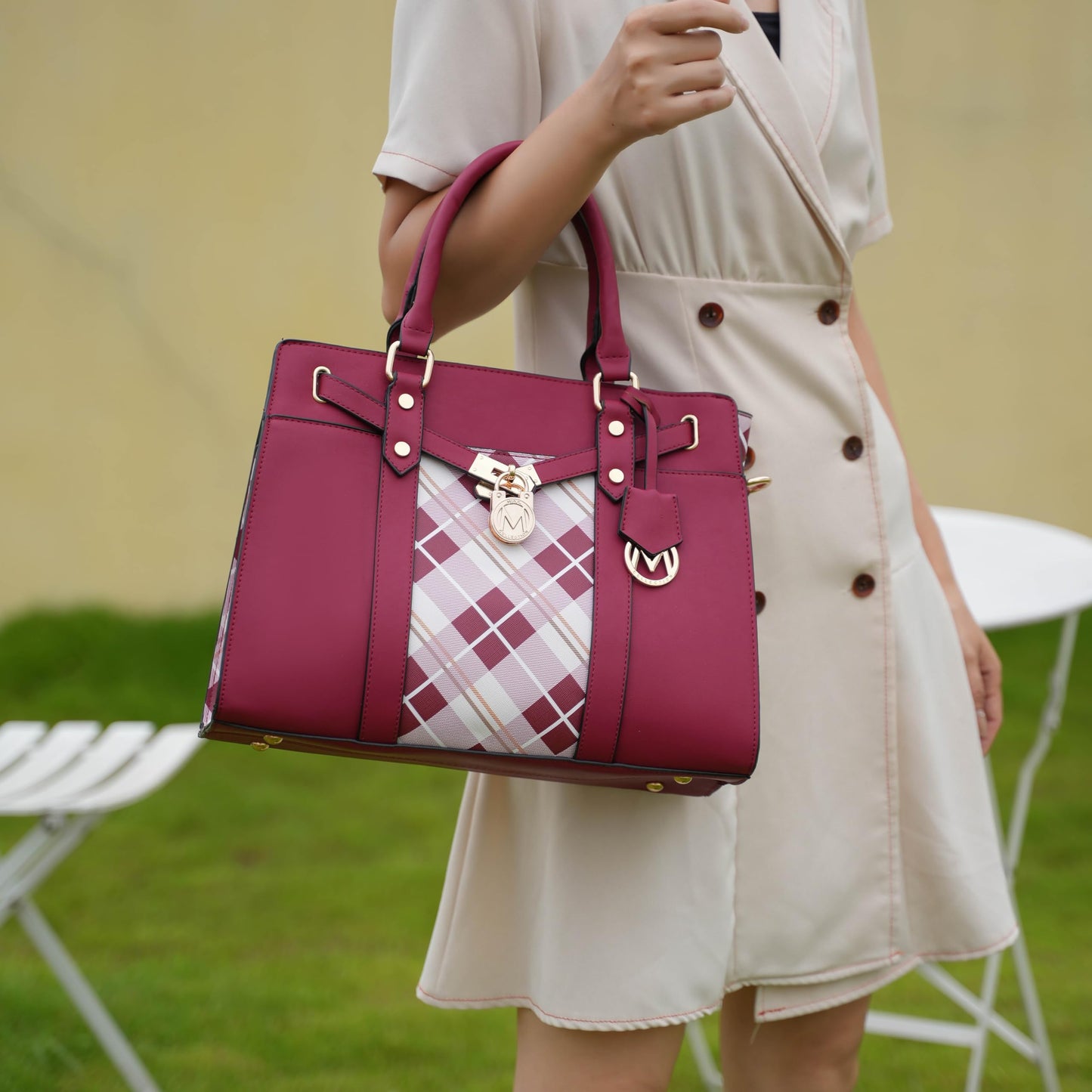 MKF Collection Satchel Bag & Wristlet Wallet Purse Set for Women, Top-Handle Crossbody Shoulder Handbag Purse