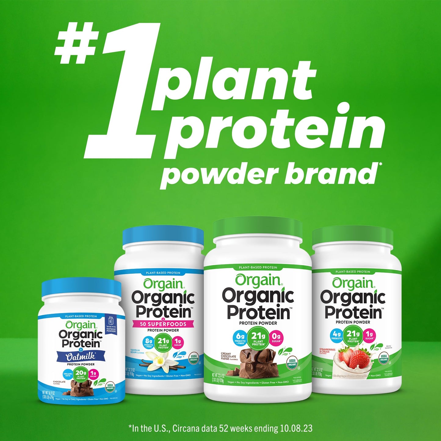 Orgain Organic Vegan Protein Powder + Oat Milk, Chocolate - 20g Plant Based Protein with Milk from Oats, Gluten Free, Dairy Free, Lactose Free, Soy Free, Low Sugar, Non GMO, Kosher - 1.05lb