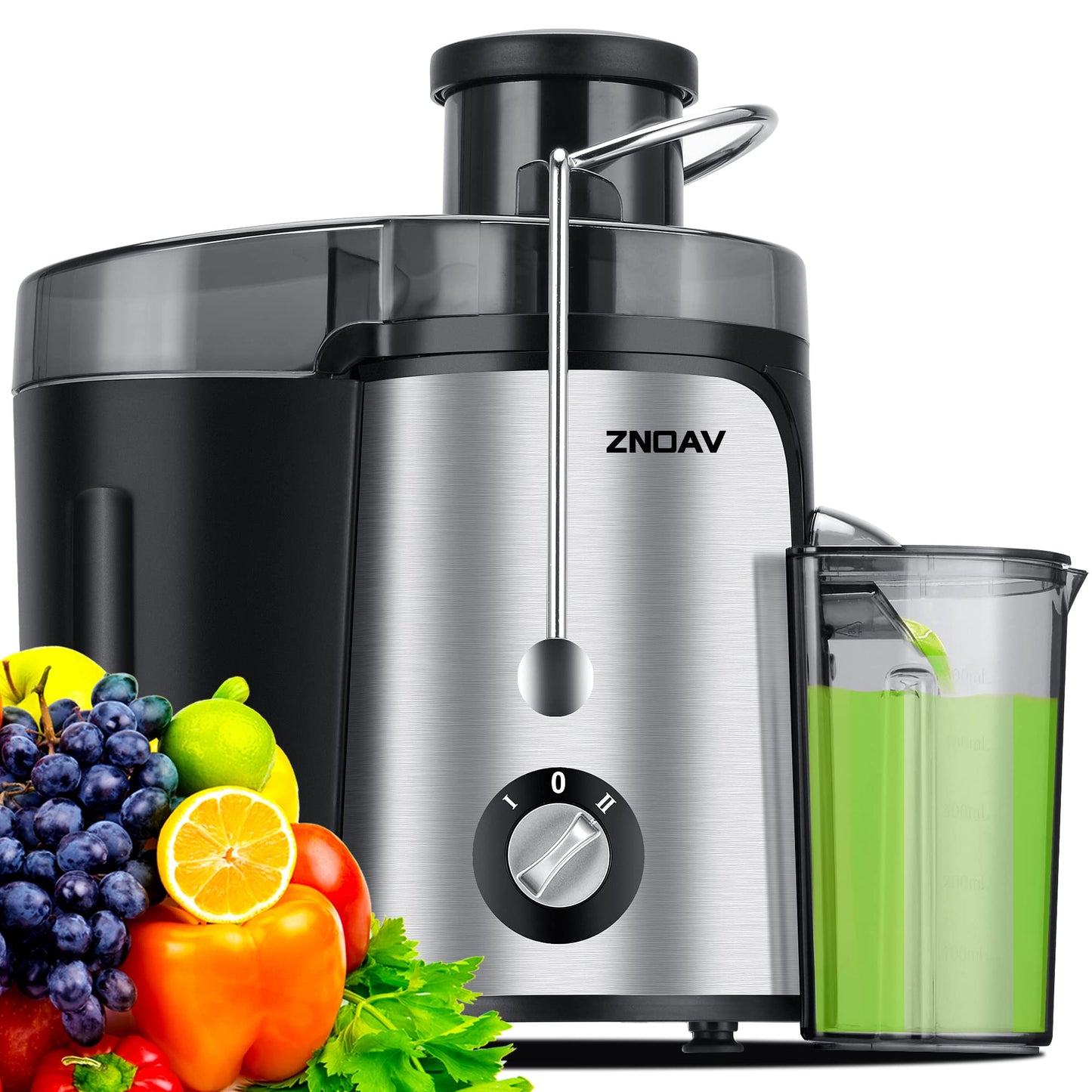 Juicer Machine, 600W Juicer with 3.5β Wide Chute for Whole Fruits and Veg, Juice Extractor with 3 Speeds, BPA Free, Easy to Clean, Compact Centrifugal Juicer Anti-drip