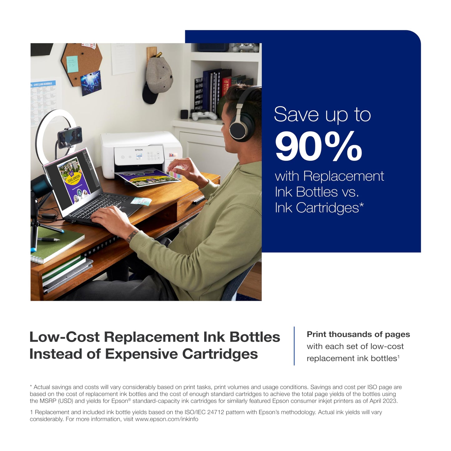 Epson EcoTank ET-2800 Wireless Color All-in-One Cartridge-Free Supertank Printer with Scan and Copy – The Ideal Basic Home Printer - White, Medium