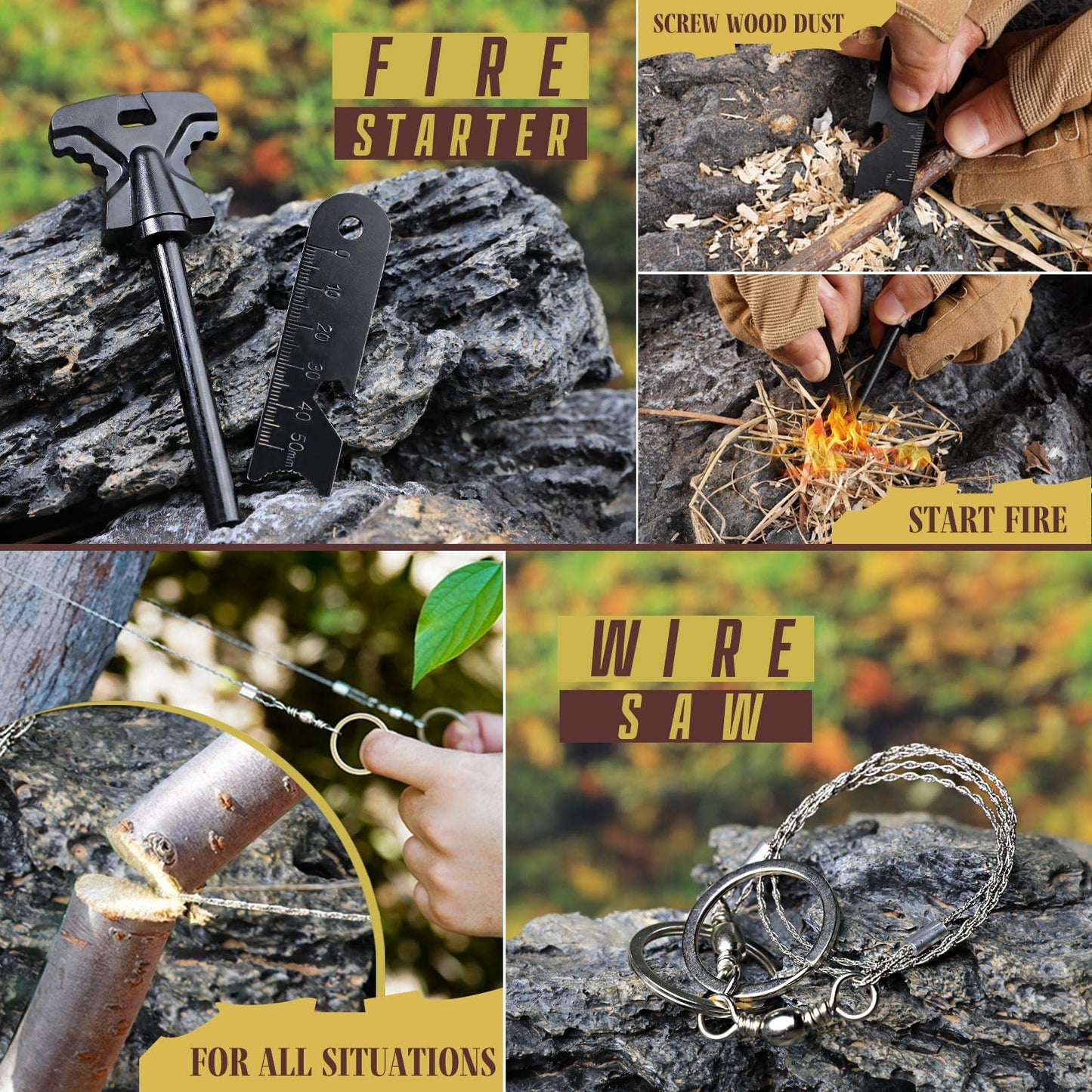 Survival Kit, Gifts for Men Husband Dad, Emergency Survival Gear and Equipment 14 in 1, Hunting Fishing Fathers Day Birthday Gift Ideas for Him Boyfriend Teenage Boy, Camping Accessories, Cool Gadget