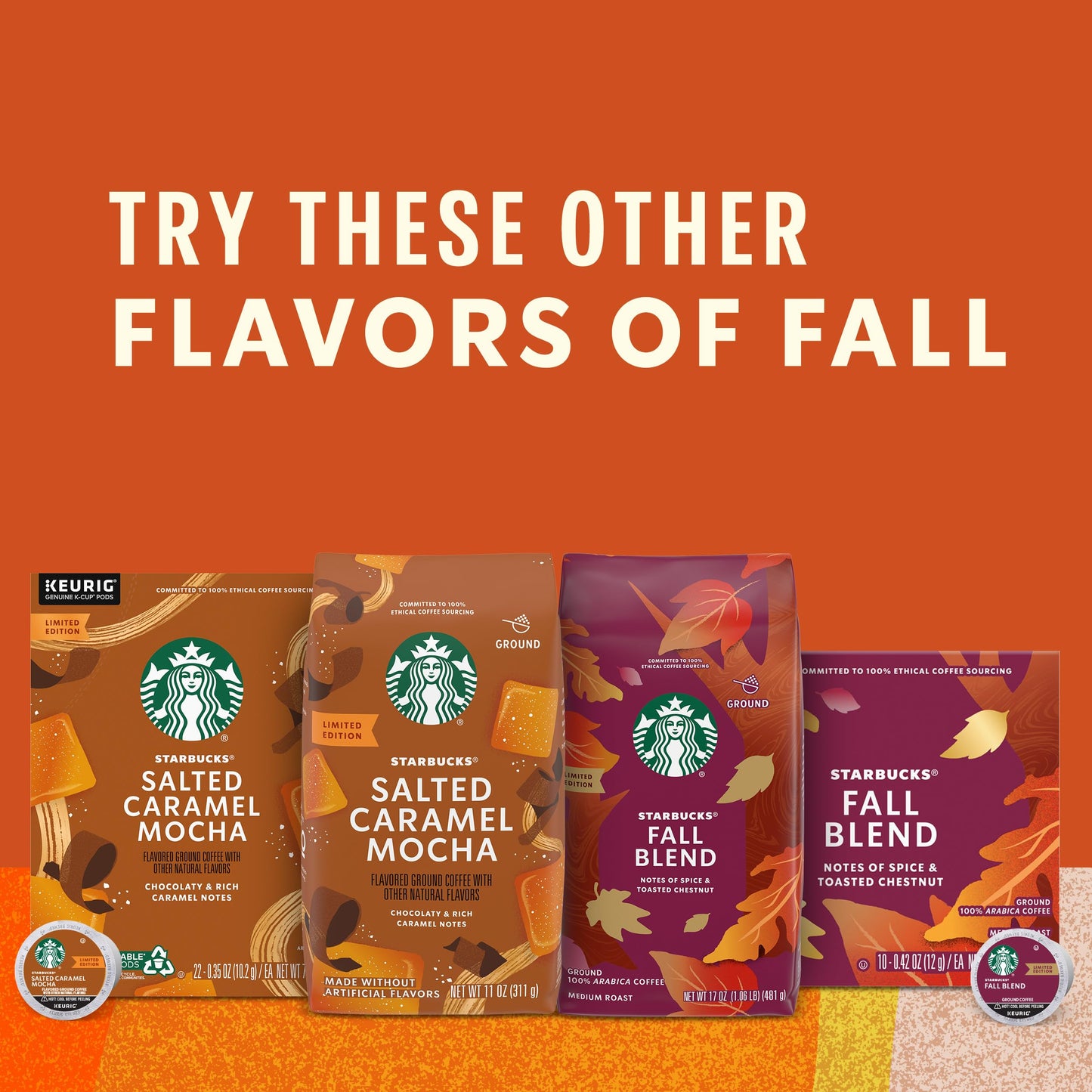 Starbucks Ground Coffee, Salted Caramel Mocha Naturally Flavored Coffee, 100% Arabica, Limited Edition, 6 Bags (11 Oz Each)