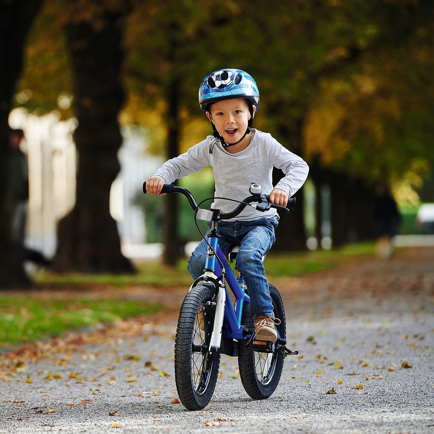 RoyalBaby BMX Freestyle Kid's Bike with Two Hand Brakes, Tool Free Pedal Assembly Boy's Bike and Girl's Bike, Training Wheels for 12" 14" 16", Kickstand for 16" 18" Bicycle, Blue Color (18 Inch)