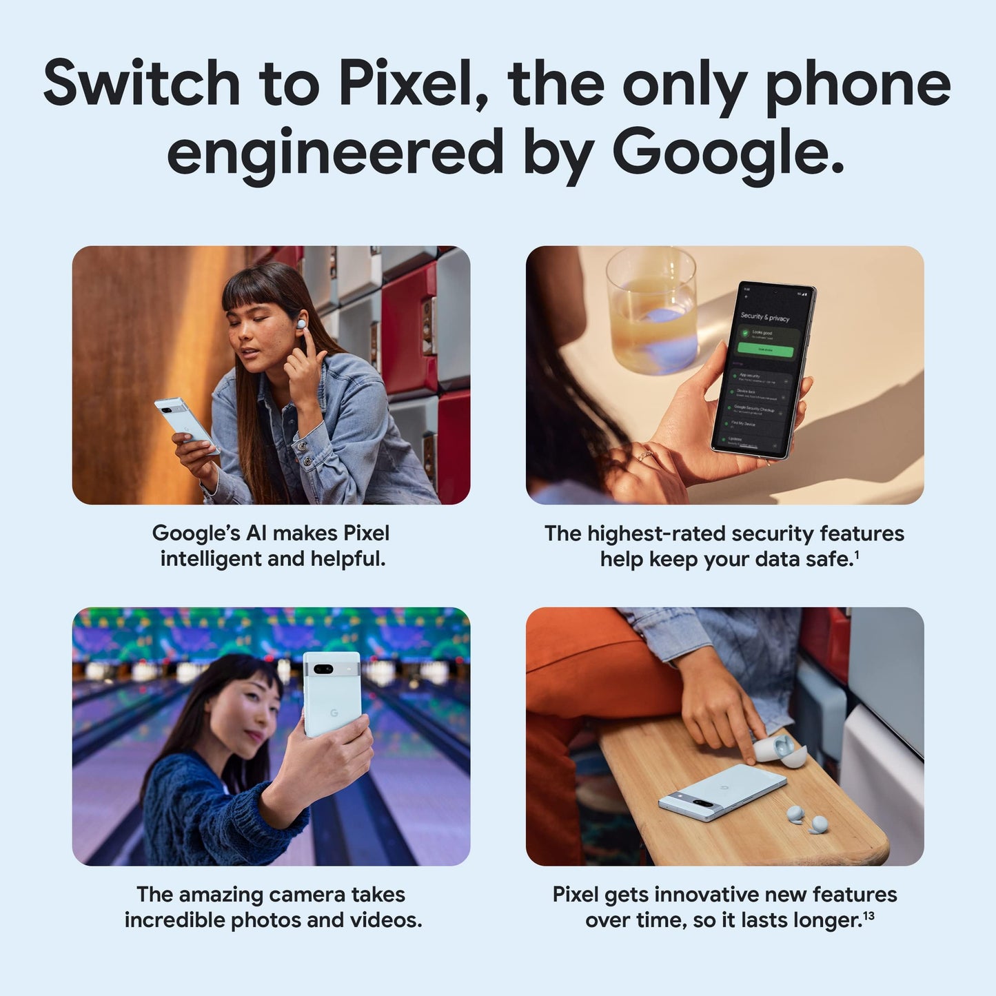 Google Pixel 7a - Unlocked Android Cell Phone - Smartphone with Wide Angle Lens and 24-Hour Battery - 128 GB - Sea