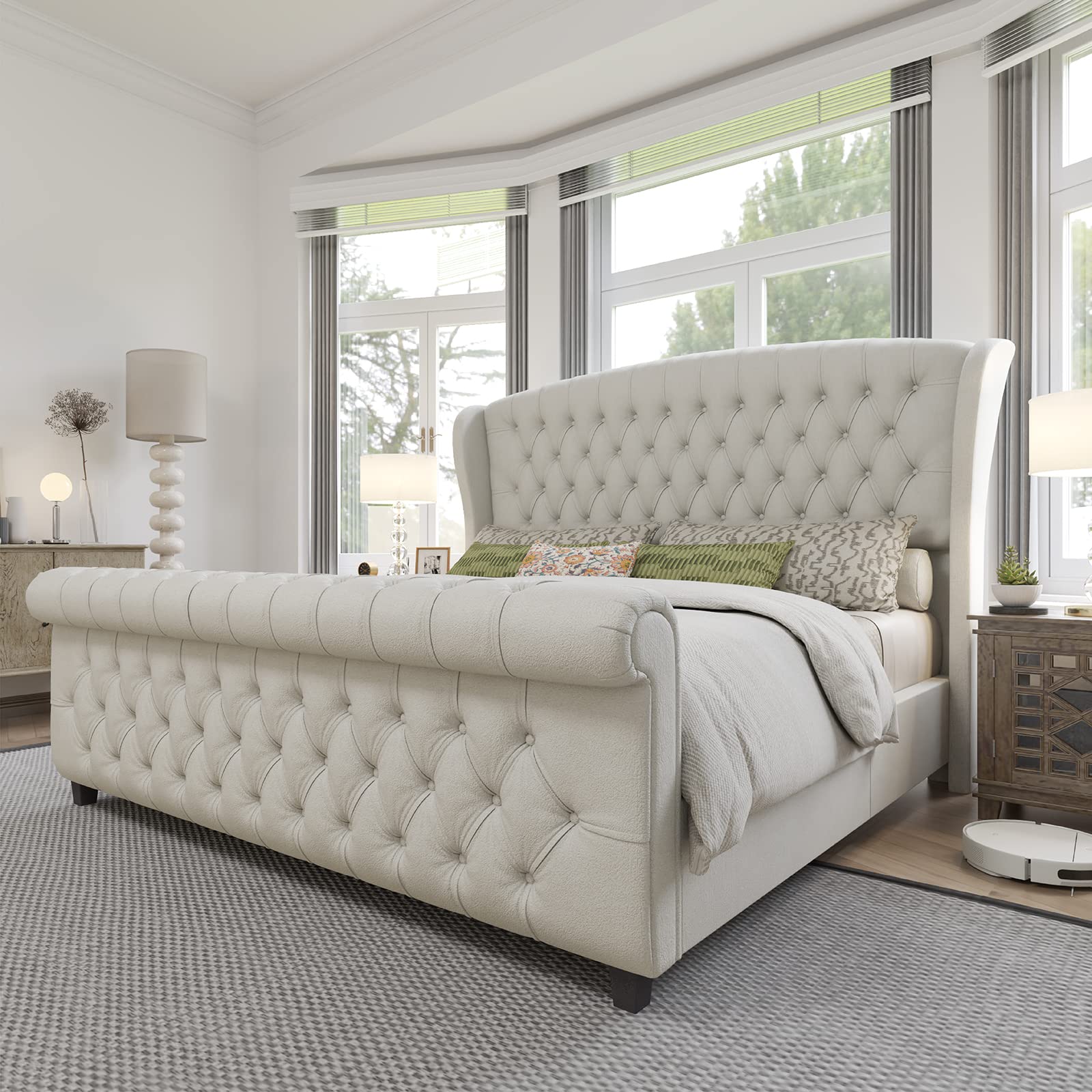 mumuページ WhizMax King Size Bed Frame with 4 Storage Drawers