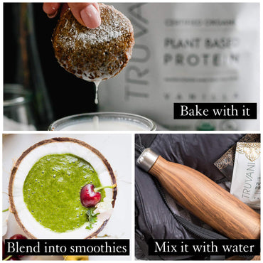 Truvani Organic Vegan Protein Powder, Organic Pea Protein Powder, Vegan, Non GMO, Gluten/Diary Free, Vanilla, 20.9oz (1pk, 20 Servings)