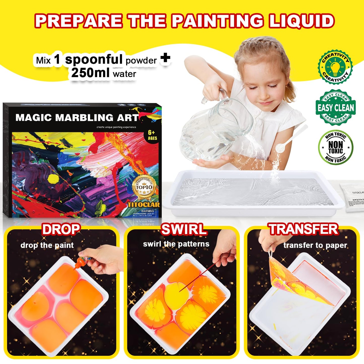 Arts & Crafts For Kids Ages 8-12 6-8,Water Marbling Paint Kit, Art Supplies for Kids,Toys For Girls Boys 4 5 6 7 8 9 10 11 12 Year Old