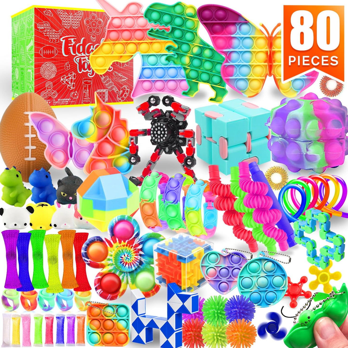 Fidget Toys Set, 80 Pack Sensory Toys Party Favors Kids Autism Autistic Children, Classroom Treasure Box Chest Prizes Pinata Stuffer Gifts Small Mini Bulk Toy Carnival ADHD
