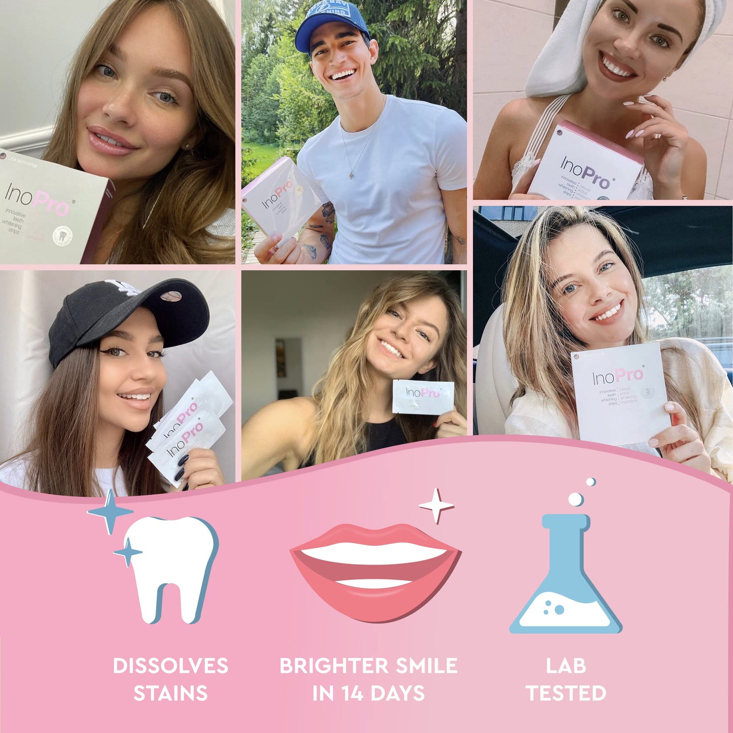 InoPro Teeth Whitening Strips 14 Treatments - Peroxide Free - Whitening Without The Harm - Deep Stains Removal - Whitening for Sensitive Teeth - 28 Strips