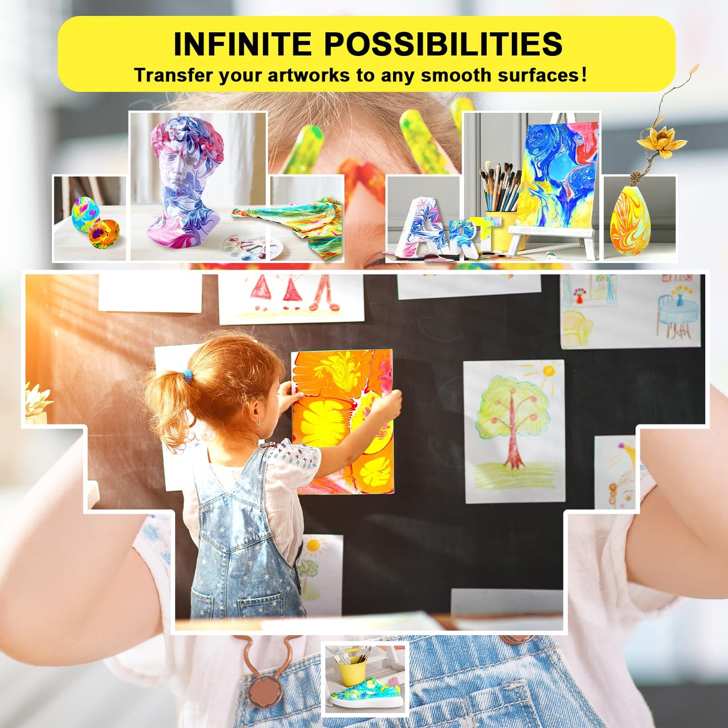 Arts & Crafts For Kids Ages 8-12 6-8,Water Marbling Paint Kit, Art Supplies for Kids,Toys For Girls Boys 4 5 6 7 8 9 10 11 12 Year Old