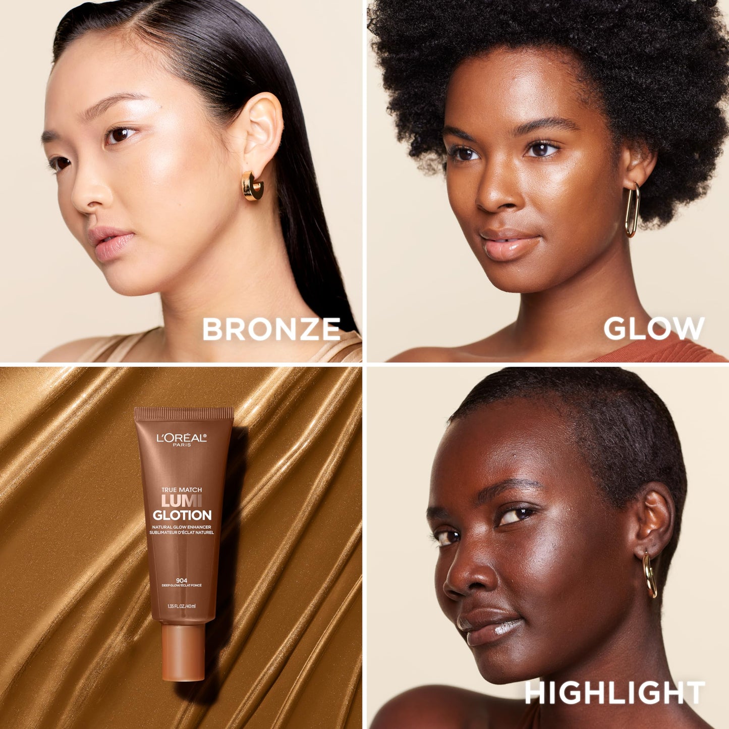 L’Oréal Paris Makeup True Match Lumi Glotion, Natural Glow Enhancer, Illuminator Highlighter Skin Tint, for an All Day Radiant Glow, Medium, 1.35 Ounces
