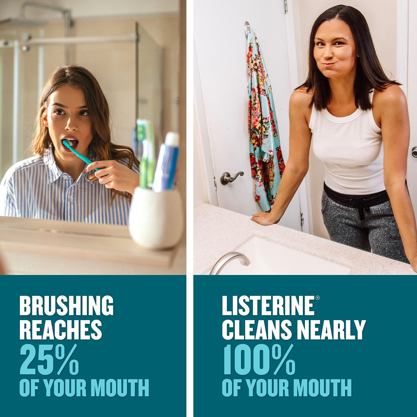 Listerine Ultraclean Oral Care Antiseptic Mouthwash, Everfresh to Help Fight Bad Breath, Gingivitis, Plaque & Tartar, ADA-Accepted Oral Rinse, Cool Mint, 1 L, Pack of 2