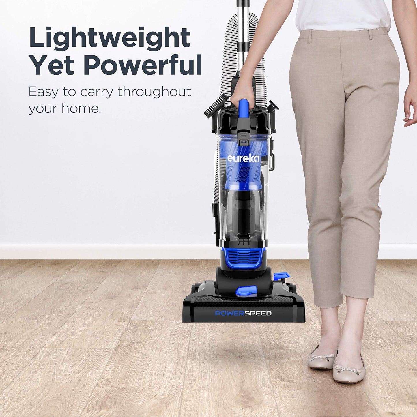 Eureka Lightweight Powerful Upright Vacuum Cleaner for Carpet and Hard Floor, PowerSpeed, New Model,Blue,black/New Model