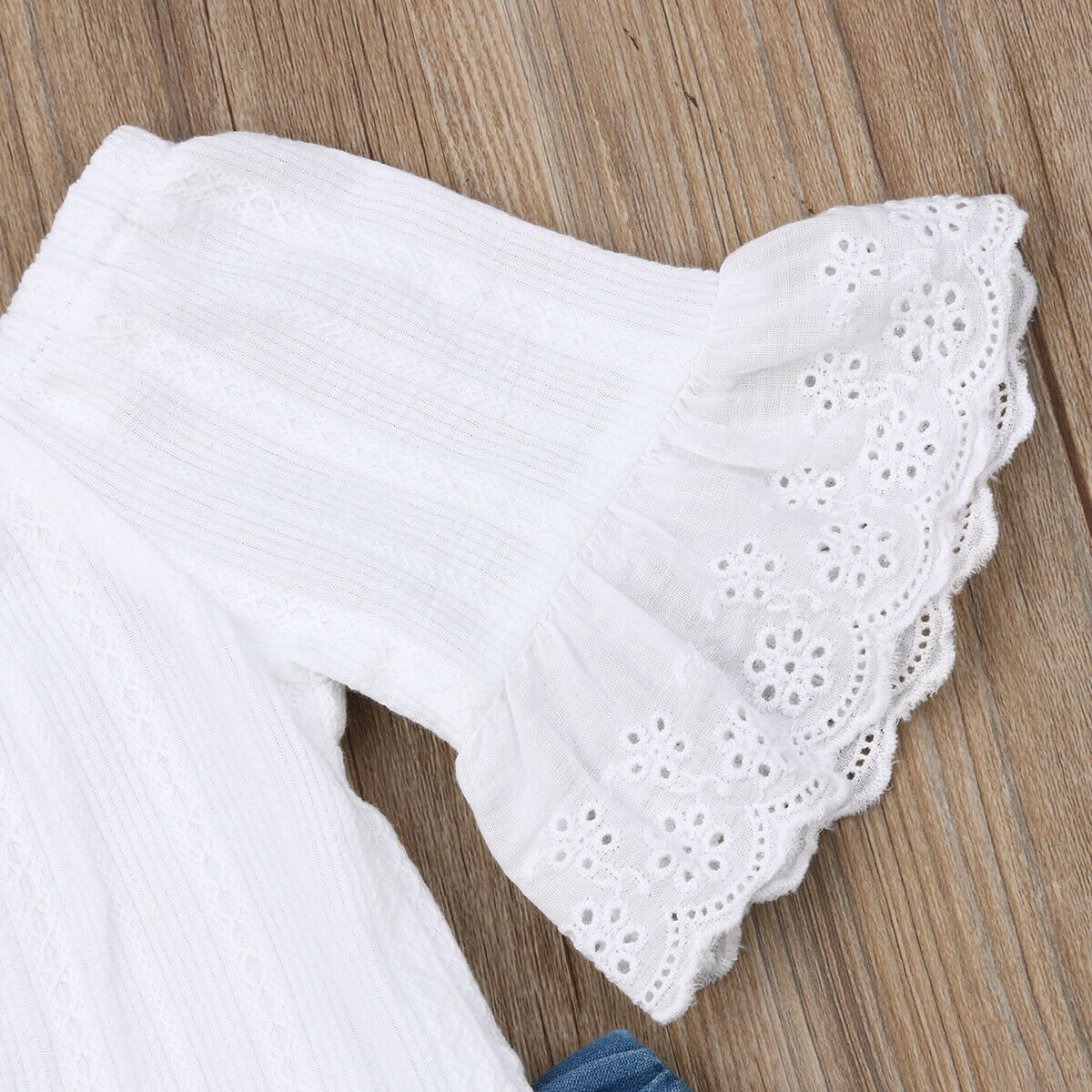 Fashion 1-6Y Baby Girls Clothes Sets Girl White Tops T-shirt Kids Denim Long Pants Jeans Toddler Outfits Set 2Pcs Suits Outfits