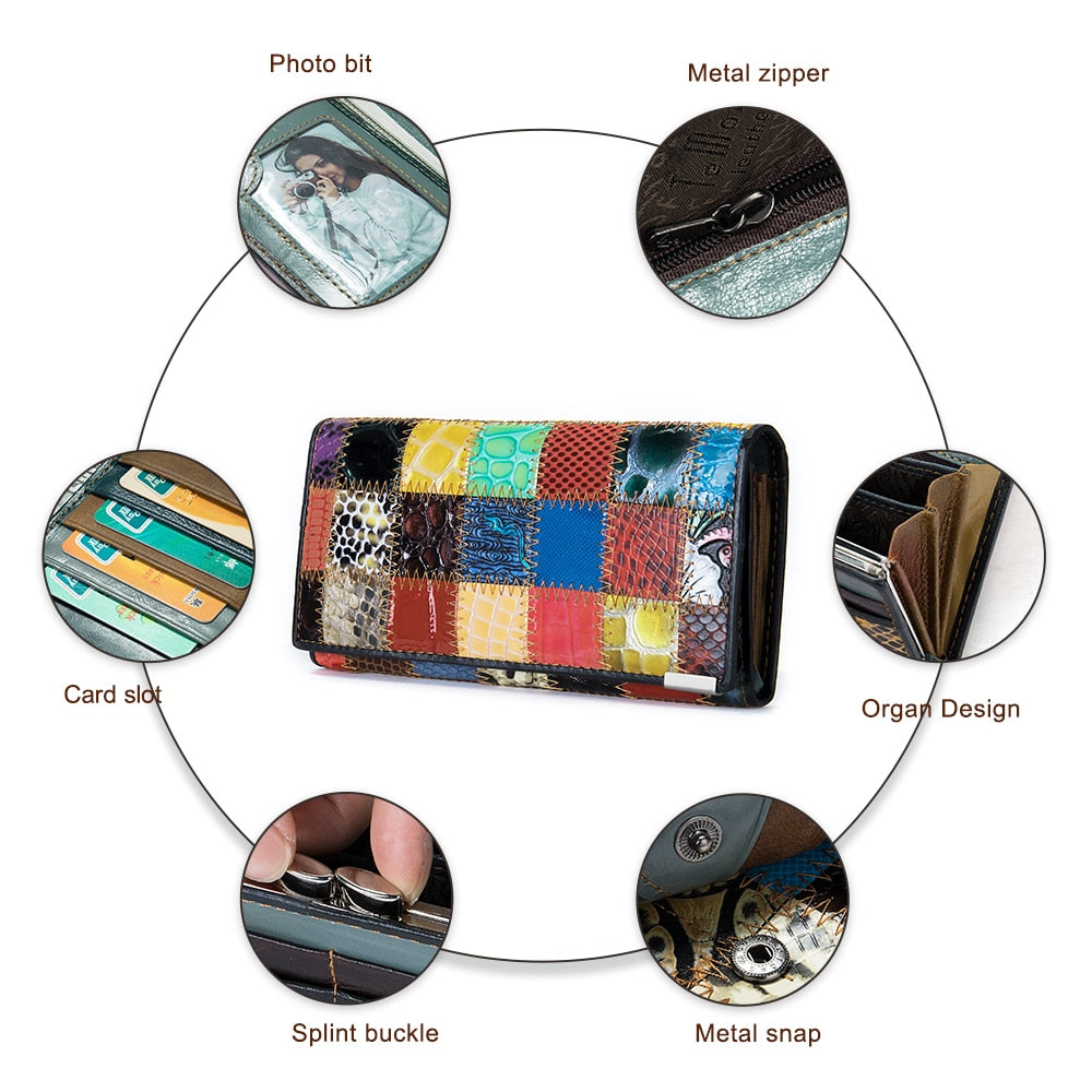 WESTAL Women's Wallet Luxury Genuine Leather Wallets for Women 2021 Patchwork Woman Wallets Long Cell Phone Wallet Cards Holder