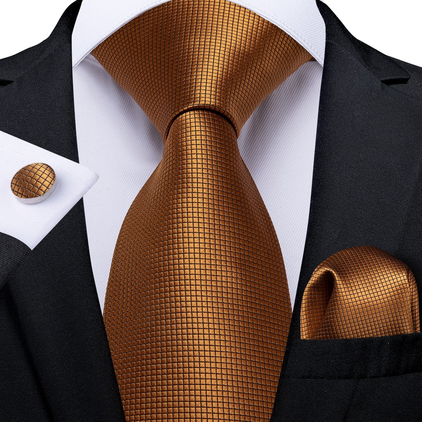 Men Tie Black Gold Paisley Quality Wedding Tie For Men Hanky Cufflink Silk Tie Set DiBanGu Novelty Design Business Party MJ-7313