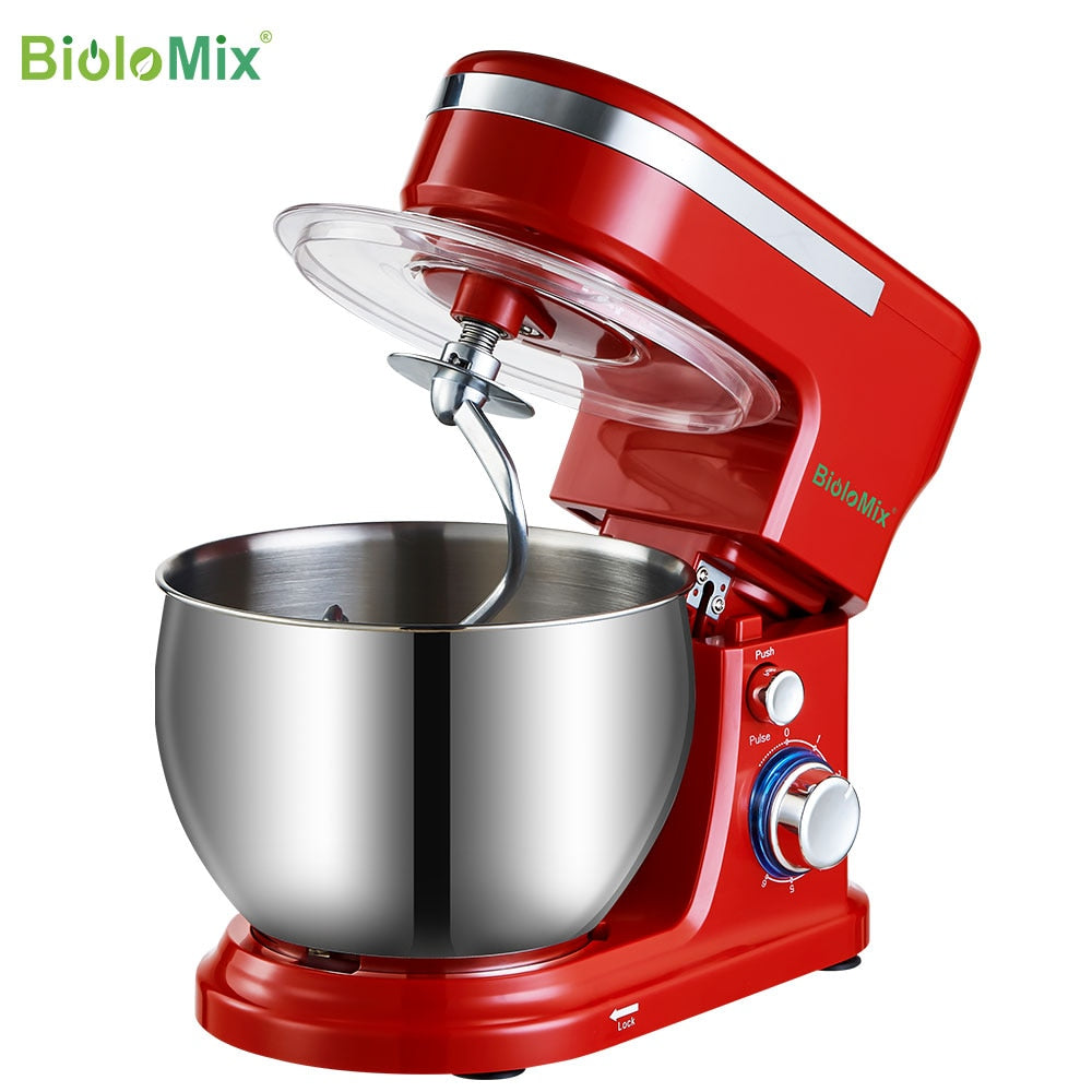 BioloMix 6L/5L Mixer Planetary 6-speed Kitchen Food Blender Stainless Steel Bowl Cake Mixer Egg Whisk