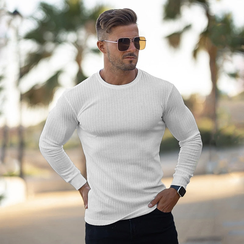 Autumn Winter Fashion Turtleneck Mens Thin Sweaters Casual Roll Neck